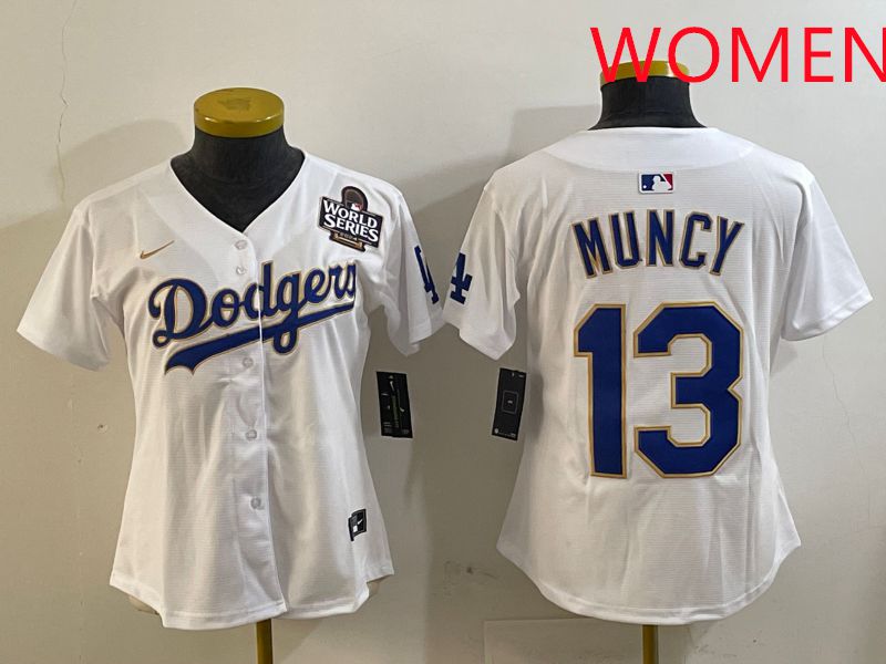 Women Los Angeles Dodgers 13 Muncy White Gold Game 2025 Nike MLB Jersey style 5